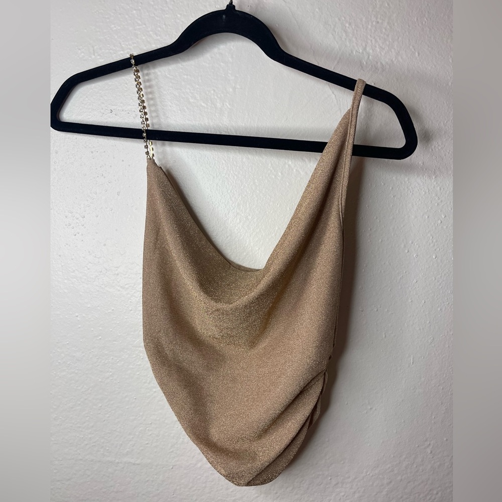 One of a kind gold loose neck top